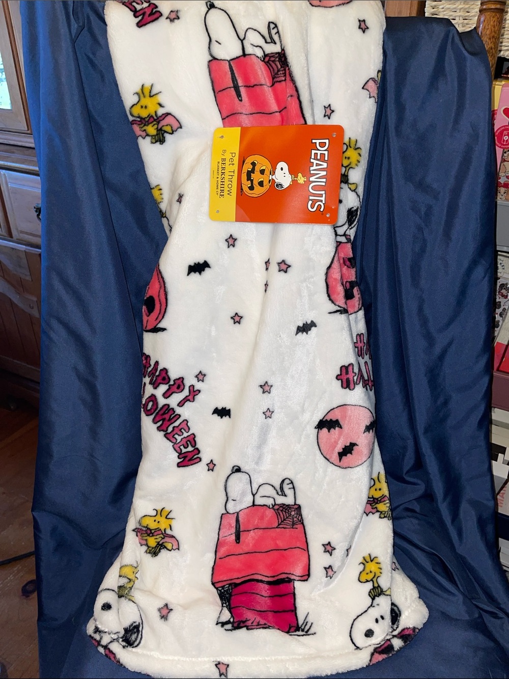Peanuts White & Pink Halloween Snoopy Fleece Blanket